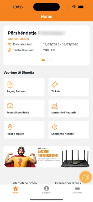 Pamje nga Abissnet App